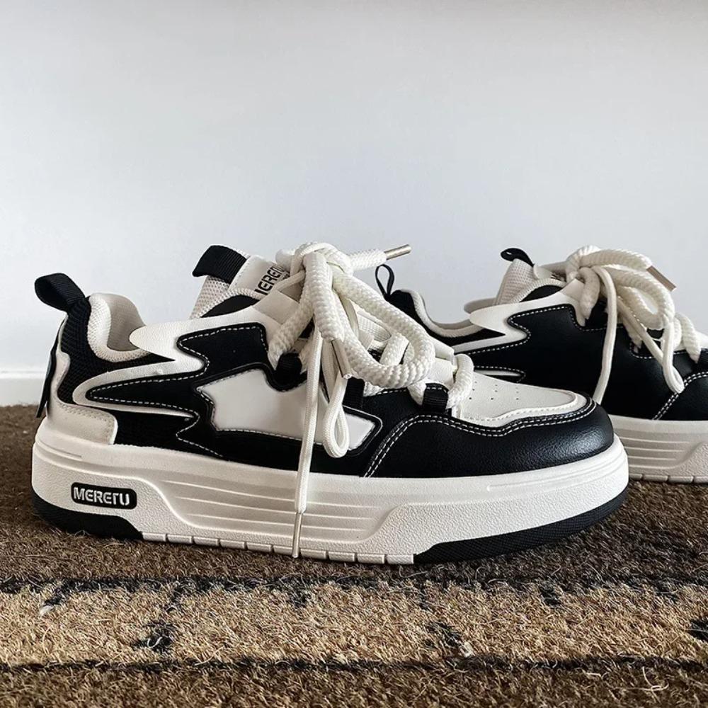 

Men s thick floor sneakers Spring youth student original design casual sporty breadboard shoes PU leather cement ground 44