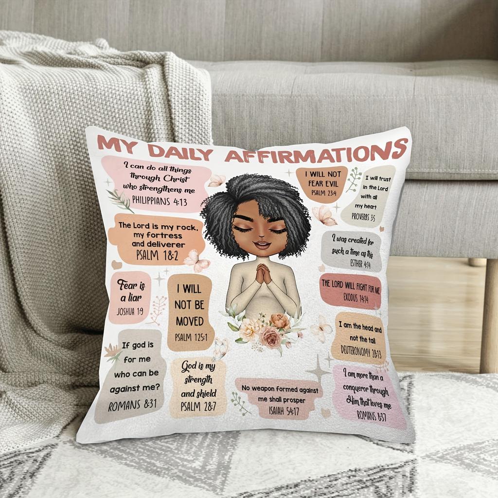 1Pc My Daily Affirmations Bible Verse Prayer Throw Pillow Cover,Suitable For Sofa,Bedroom,Livingroom,Spiritual Gift For Believer