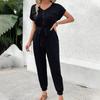 Women's Casual Jumpsuits Tied Short-sleeved Black Ties
