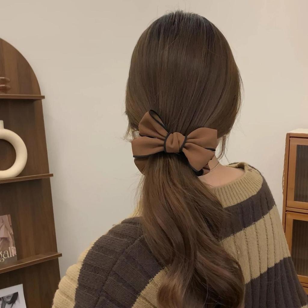 Delicato fermaglio per capelli con fiocco in velluto Fermaglio per capelli grande premium Fermaglio per capelli con perla francese sul retro