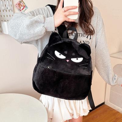Women Cartoon Cute Black Cat Backpack Girl Small Shoulder Bag Student Large-capacity Backpack