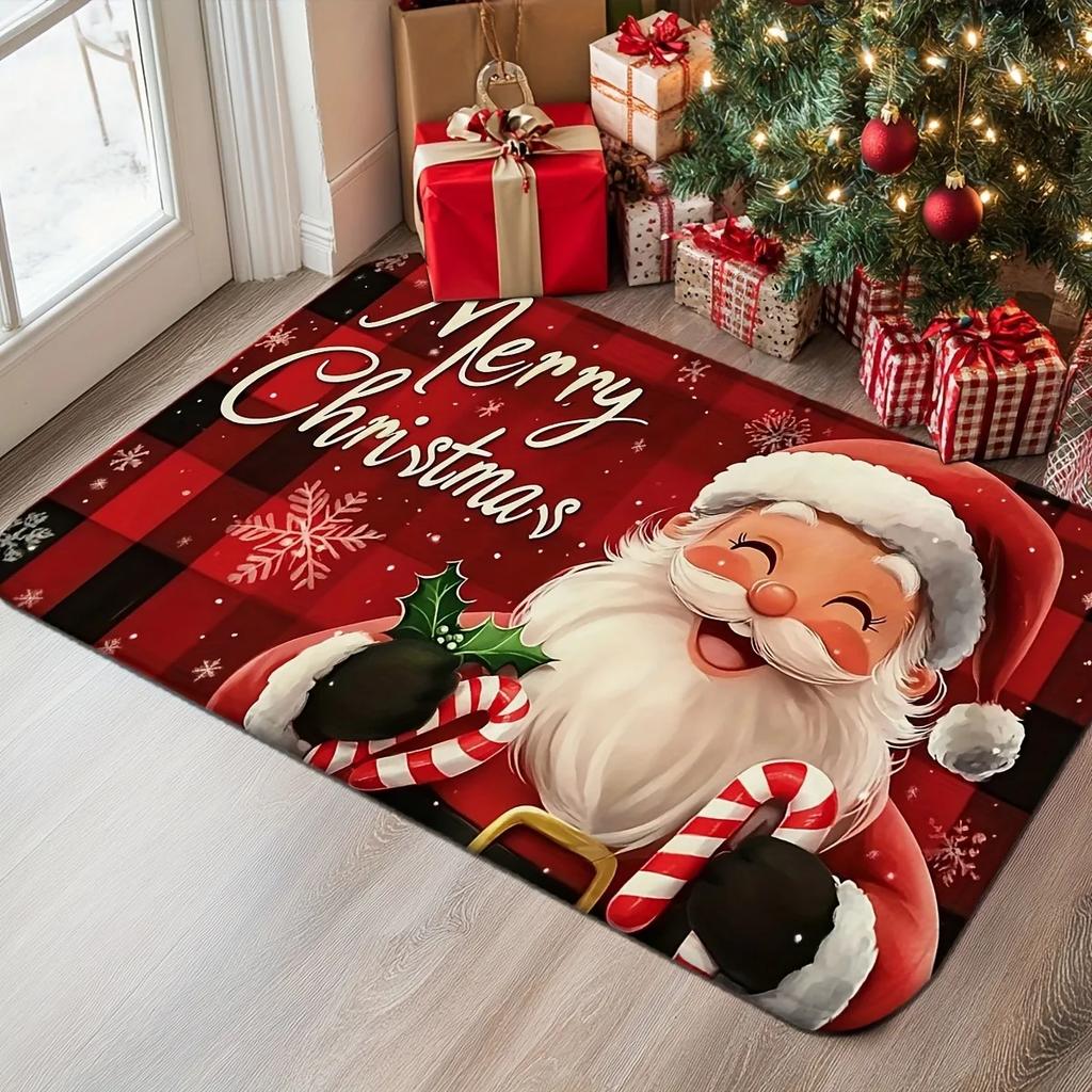 Santa Claus welcome door mat soft non-slip floor mat suitable for room bathroom kitchen Christmas home decoration