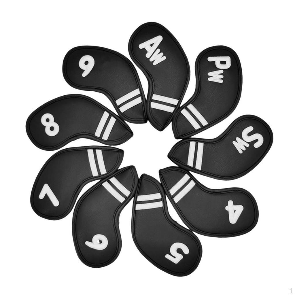 9 Pcs Men's Golf Headcovers, PU Leather Protector, Premium Club Protectors, Mallet Putter