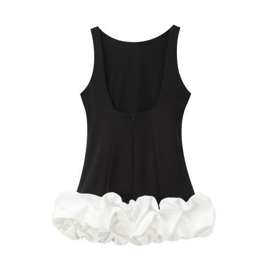 Dámské sexy minišaty jednobarevné slim fit dámské šaty s výstřihem do O, bez rukávů, bez zad, na sváteční párty krátké šaty