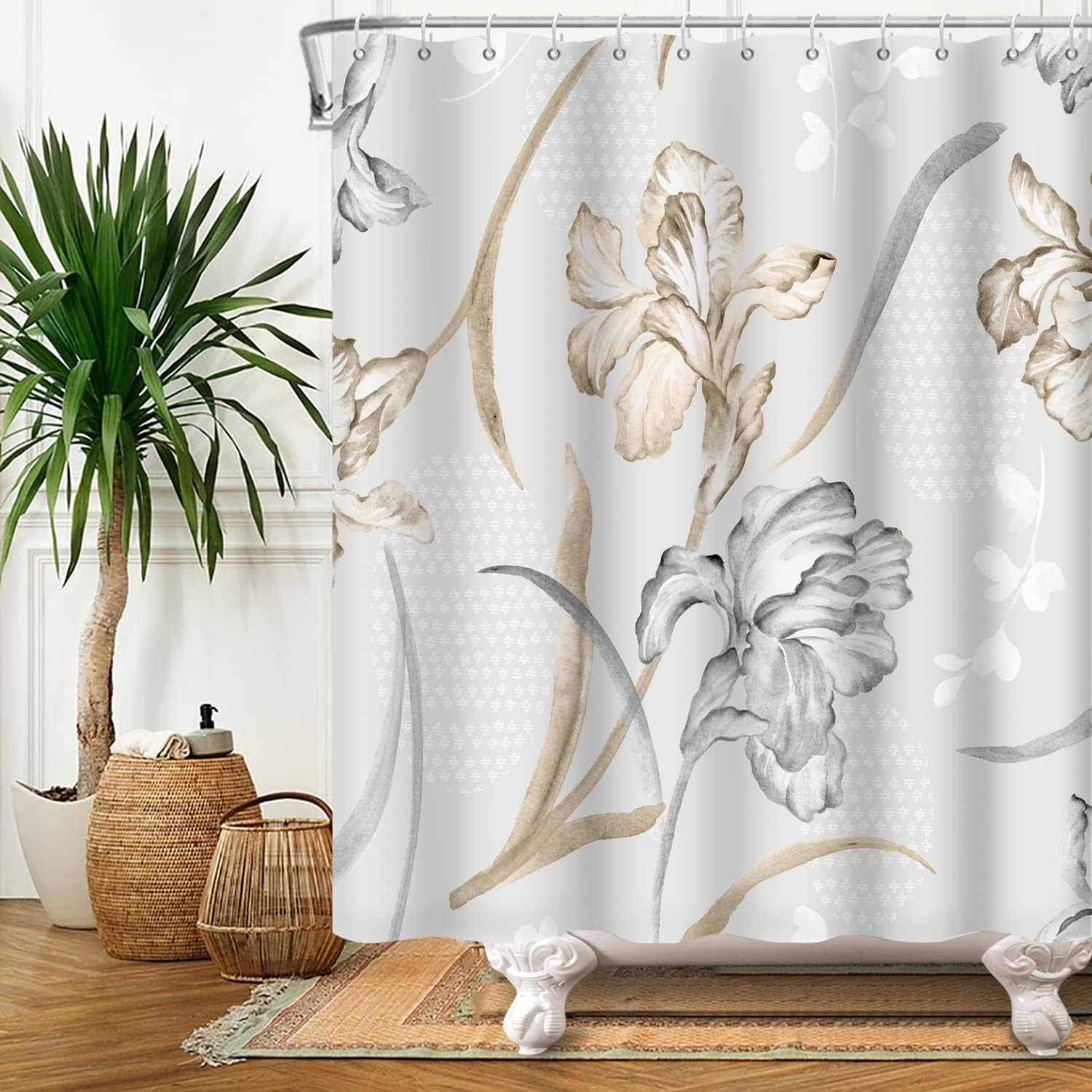 Black And White Leopard Print Shower Curtain 180X 180Cm Black And White Pattern Bathroom Waterproof Shower Curtain W60H190(CM)-1 Pcs