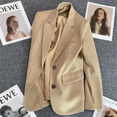 Women's Khaki Suit Jacket - 2024 Spring/Autumn Collection: Elegant, High-End Street Style for the Leisure Season