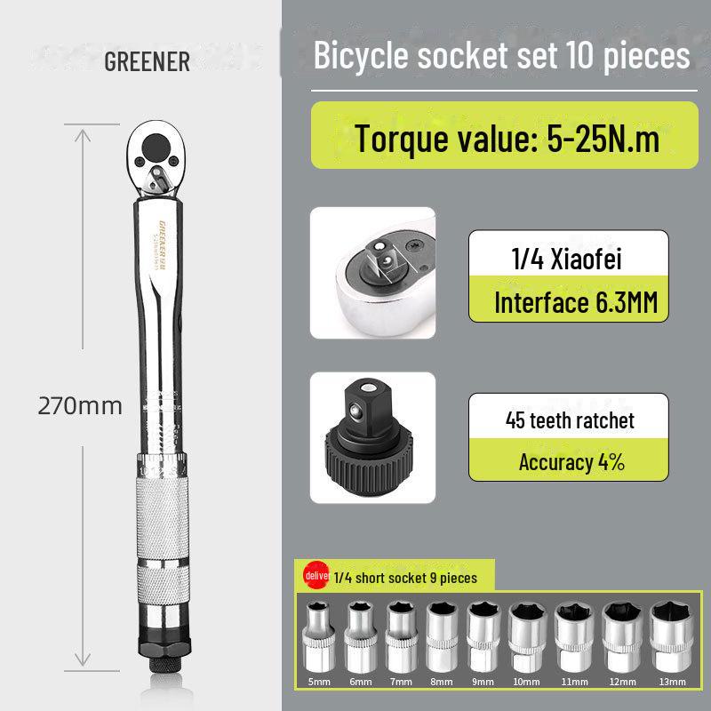 Green Forest High-Precision Adjustable Torque Wrench for Auto Repair and Spark Plug Installation