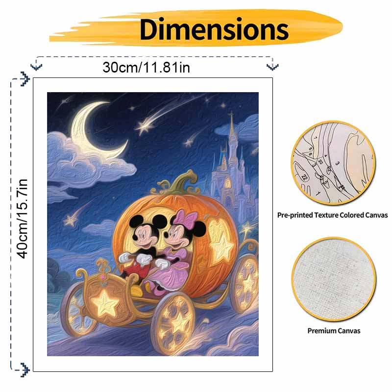 Disney Digital Oil Painting Art Painting Pumpkin Carriage Castle Handmade Diy Home Decorations