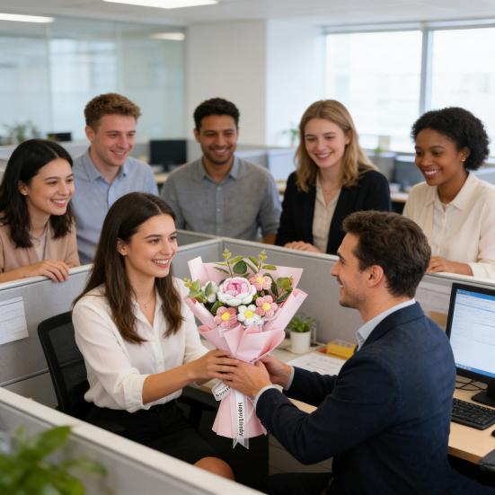 Künstliche Blumen Handgemacht Baumwollgarn Ewige Blume Häkel-Strauß Geburtstag Mama Ehefrau Geliebte Abschluss Heimdekoration