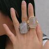 Retro Large Square Crystal Ring for Women – European & American Niche Design with Exaggerated Sugar Cube Gemstone, New Style.