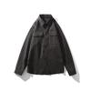 American vintage Pleat Vertical Stripes Lightweight Cargo Shirts Men's Spring/Summer Lapel Outerwear Foreign Trade Men's Casual Shirt