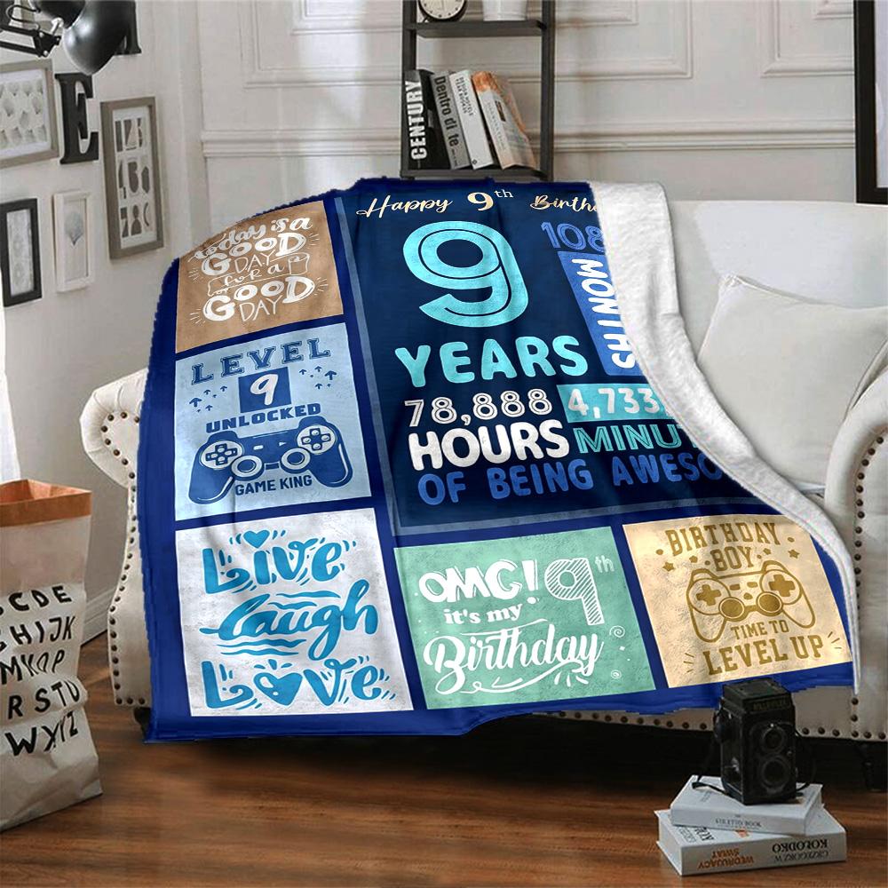 9Th Birthday Celebration Cozy Blanket Warmthful Decor for Sofa Couch Office Bed Picnics All-Season Use Cozy Home Lovers Gifting Relatives Y24