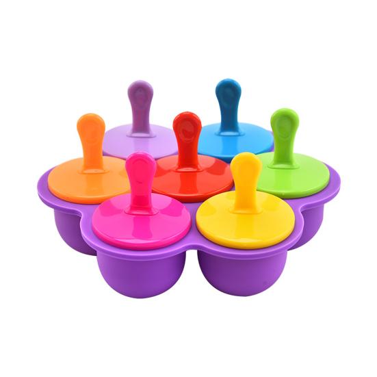 Silicone Popsicle Molds with Sticks 7 Cavity Ice Cube Tray Silicone Molds for Baby Foods Ice Lolly Mold for Pastries