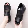 Summer Mother Sandals Women Wear Soft Leather Soft Bottom Slope Heel Thick Bottom Fish Mouth In the Elderly Women's Sandals