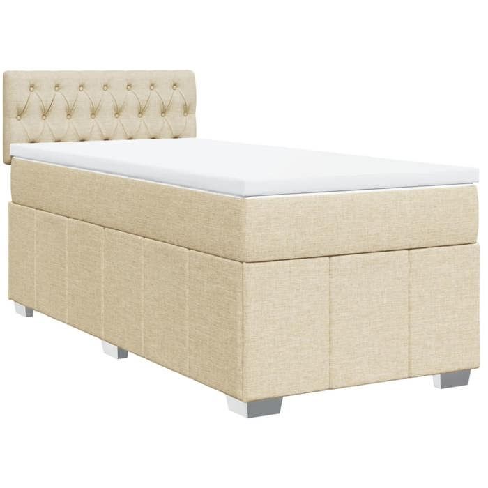 VidaXL Slat Bed Base with Mattress Cream 90x200 Cm Fabric 3289263