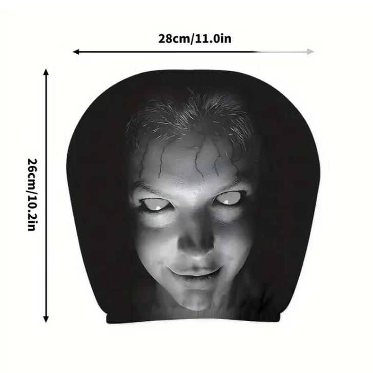 2pcs 3D Horror Ghost Face Car Headrest Cover, Elastic Funny Prank Head Rest Protector,Soft Fabric Auto Seat Head Pillow Decor Gift for Car Enthusiasts