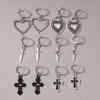 6pairs Gothic Cross Pendant Earrings for Women Men Love Heart Dangle Earrings Metal Punk Jewelry Gifts