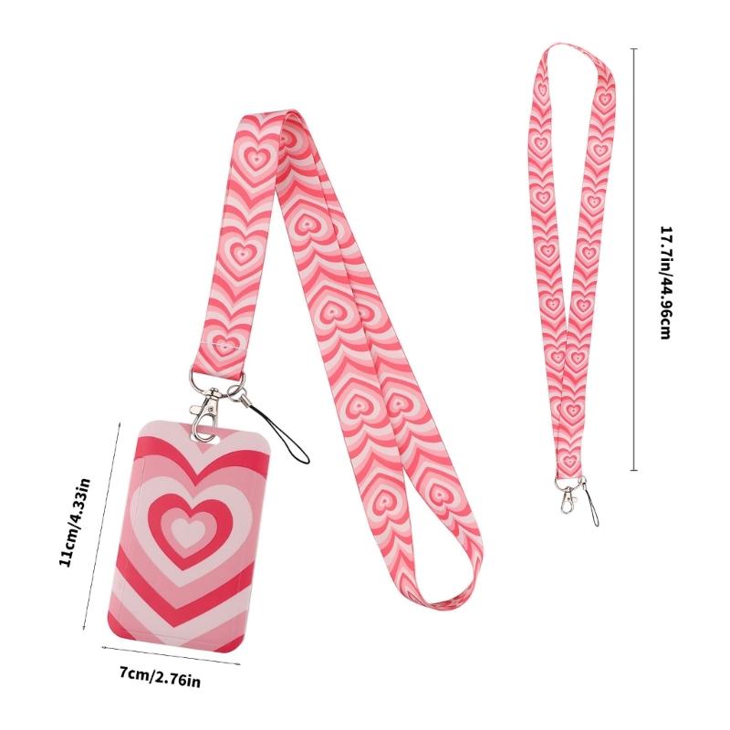 Lanyard mit Kartenetui Herzmuster ABS Kartenhalter Handy-Lanyard Kartenhülle für Arbeit Ausweishalter Buskarte Schlüsselzubehör