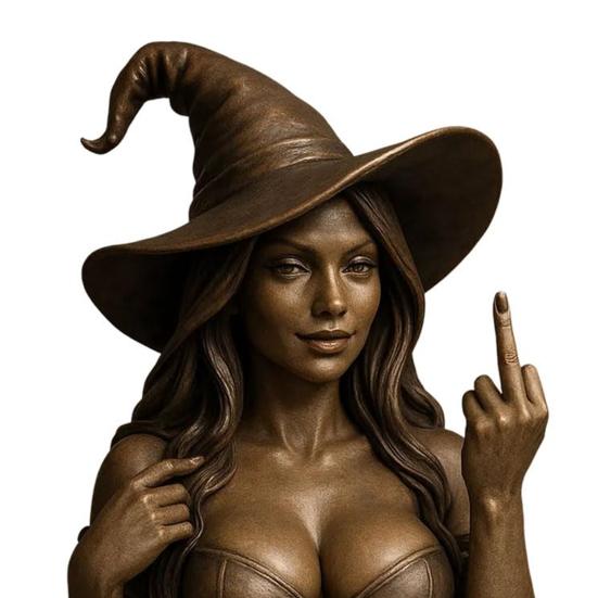 Halloween Middle Finger Witch Ornament Resin Women Bust Figurine Statue Sculpture Home