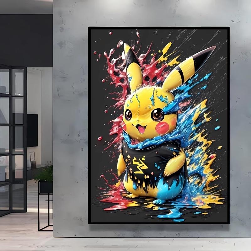 Canvas Poster Pokemon Pikachu Cartoon Picture Lasting Colors Children Gifts Classic Home Living Room Walls Decorative Painting
