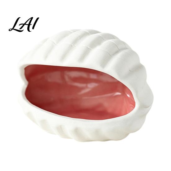 Minimalist Home Decor Ocean Theme Ceramic Jewelry Tray for Vanity Rings Earrings Necklaces Decorative Small Item Organizer Shell/Conch Trinket Dish
