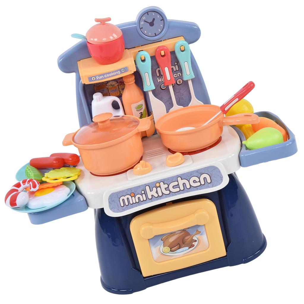 Kitchen Playset with Realistic Sounds and Lights Educational Kids Cooking Toys Kitchen Accessories for Toddlers Aged 3+