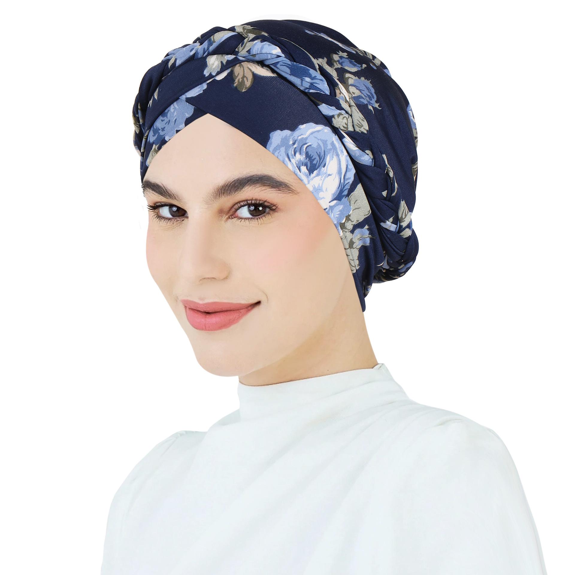 JYL TS DIY Мусульманский платок Регулируемый набор шапки-платка Ткань шифон Navyblue абрикосовый