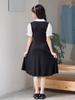 Girls' School Uniform Set with Ruffles, Summer Toddler Girls' College Style Dress Two Piece Outfit