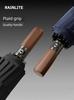 Rainlite Automatic Umbrella Men's Folding Umbrella High end plus Size 16 Skeleton Solid Wood Handle Business Advertising Umbrella