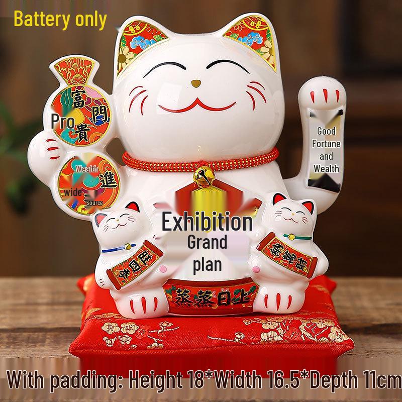 Large Waving Hand Lucky Cat Ornament - Cashier Desk Home Decor Gift