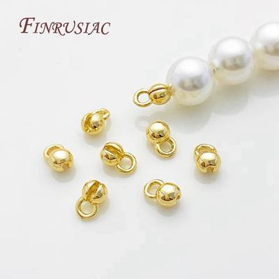 10/20 Pcs 18K Gold Plated Crimp Beads For Jewelry,Crimp Bead Cover,Bead Tip Ball Chain Connector,DIY Accessories,Crimps End Bead