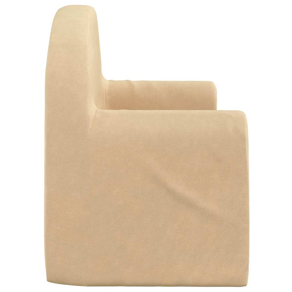 Kids Sleeper Sofa 2 Seater Cream Soft Plush