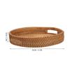 Round Rattan Tray 14-Inch Woven Fruit Bowl Hollow Handle Design Natural Material Kitchen Dining Table Round Tray with Sides