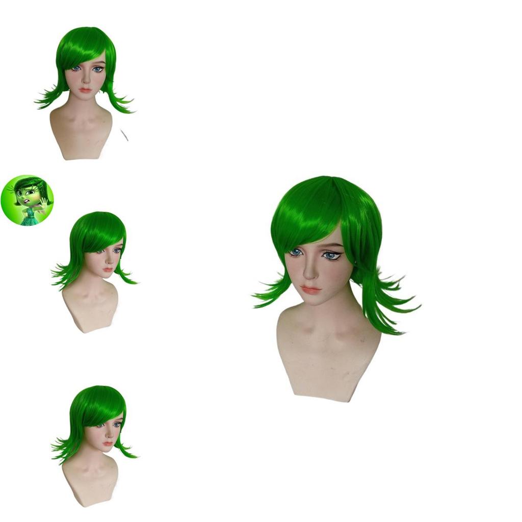 Premium Long Curly Synthetic Fiber Anime Cosplay Wig For Inside Out Disgust
