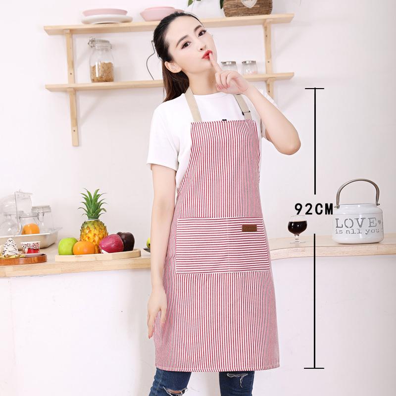 Black White Striped Kitchen Apron Adjustable Oil Repellent Work Apron With 2 Pockets For Men Women Baking Cooking Restaurant