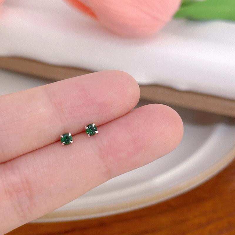 Lehce luxusní jednoduché barevné zirkonové pecky, niche designové náušnice, vysoký temperament, svěží náušnice
