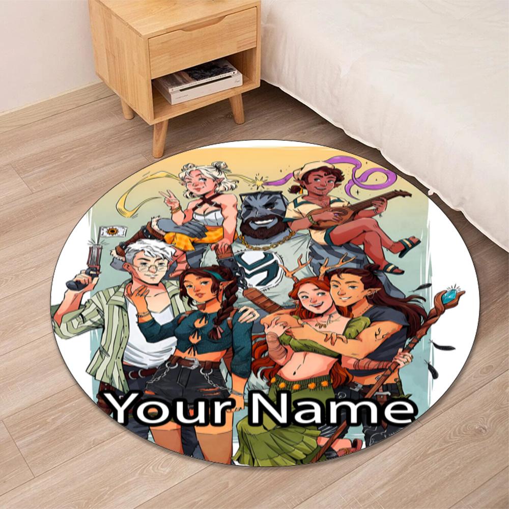 Custom Name Vox Machina Printed Round Rug Carpet Chair Rug Area Rug Entryway Doormats,for Office Chair Living Room Bedroom Kitchen Room.