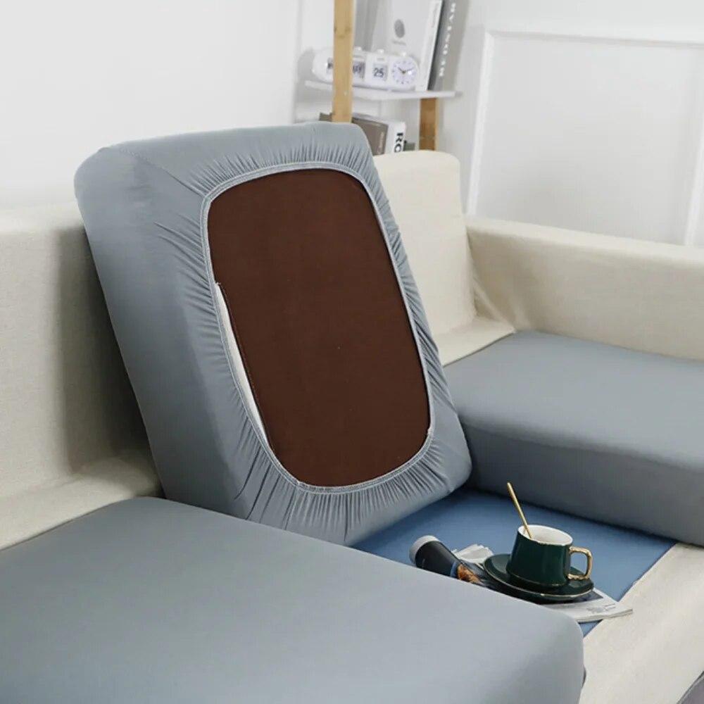 Einfarbiger Sofa-Sitzkissenbezug, Stretch-Spandex-Sofa-Schonbezüge, L-förmiger Ecksofa-Bezug für Wohnzimmer, Zuhause, Haustiere