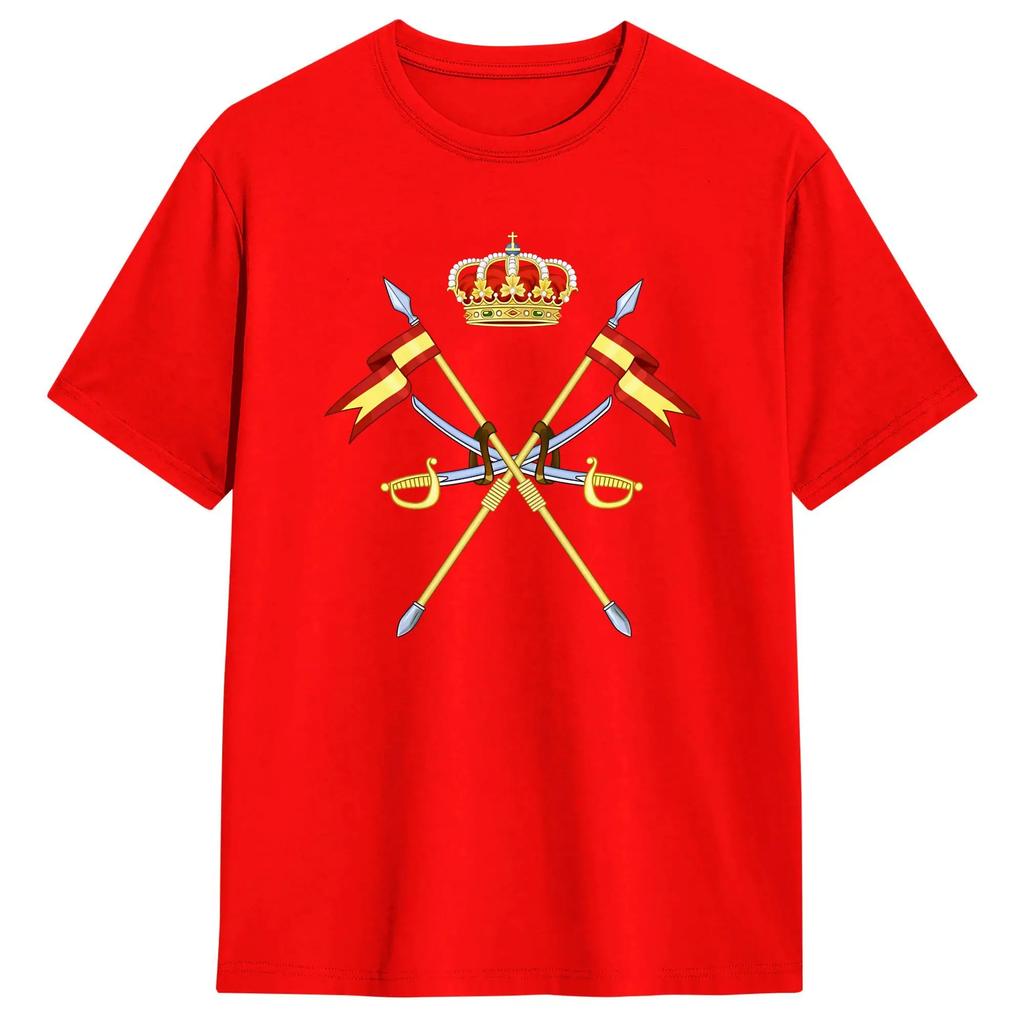 T-shirt Estiva Cavalleria Esercito Spagnolo 100% Cotone per Uomo Stampa Hipster T-shirt Manica Corta Abbigliamento Retrò Y2K
