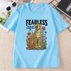 Fearless Leopard Graphic T Shirts Unisex Fearless for My God Is Always with Me TShirt Bible Verse Floral Religious Tee Shirt