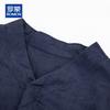 ROMON Men's Chinese Style 100% Linen Long Sleeve Stand Collar Shirt