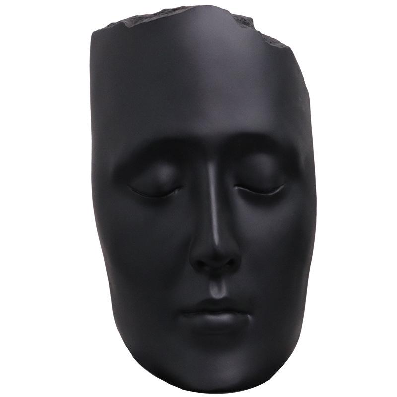 Resin Handicraft Golden Mask Abstract Face Portrait Sculpture Closed Eyes Decorative Figurines Home Decoration Accessories