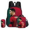 Ronaldo 3 Pcs Set with Front Pocket Backpack Football Sport with Thermal Insulated Lunch Tote Purse CR Football Star Pencil Case