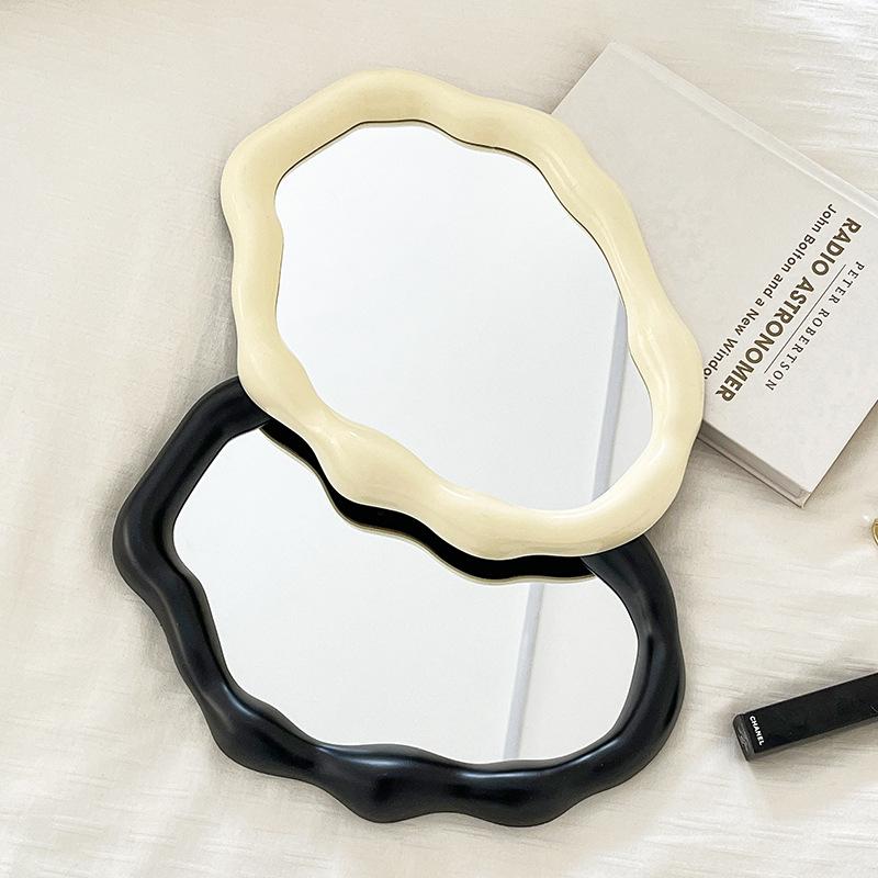 Electroplate Mirror Figurines Silver Mirror Desktop  Makeup Mirror for Bathroom Living Room Study Home Decor