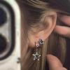 Asymmetric Blue Star Earrings Ear Buckle Niche Design Sweet Cool Chic Chic Style Unique Personality Simple Simple Versatile Temperament Earrings