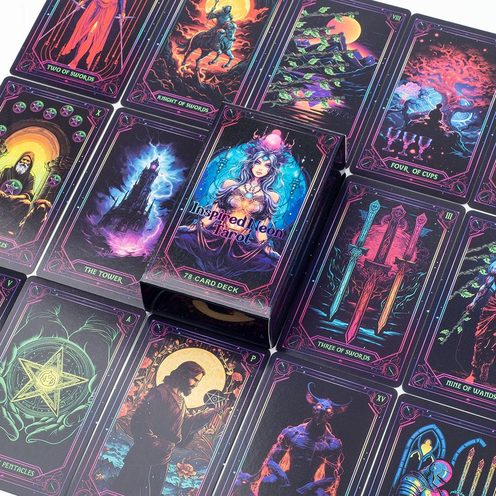 Inspiriertes Neon-Tarotkarten 10,3x6cm Englische Visions-Divinations-Edition Deck Brettspiel