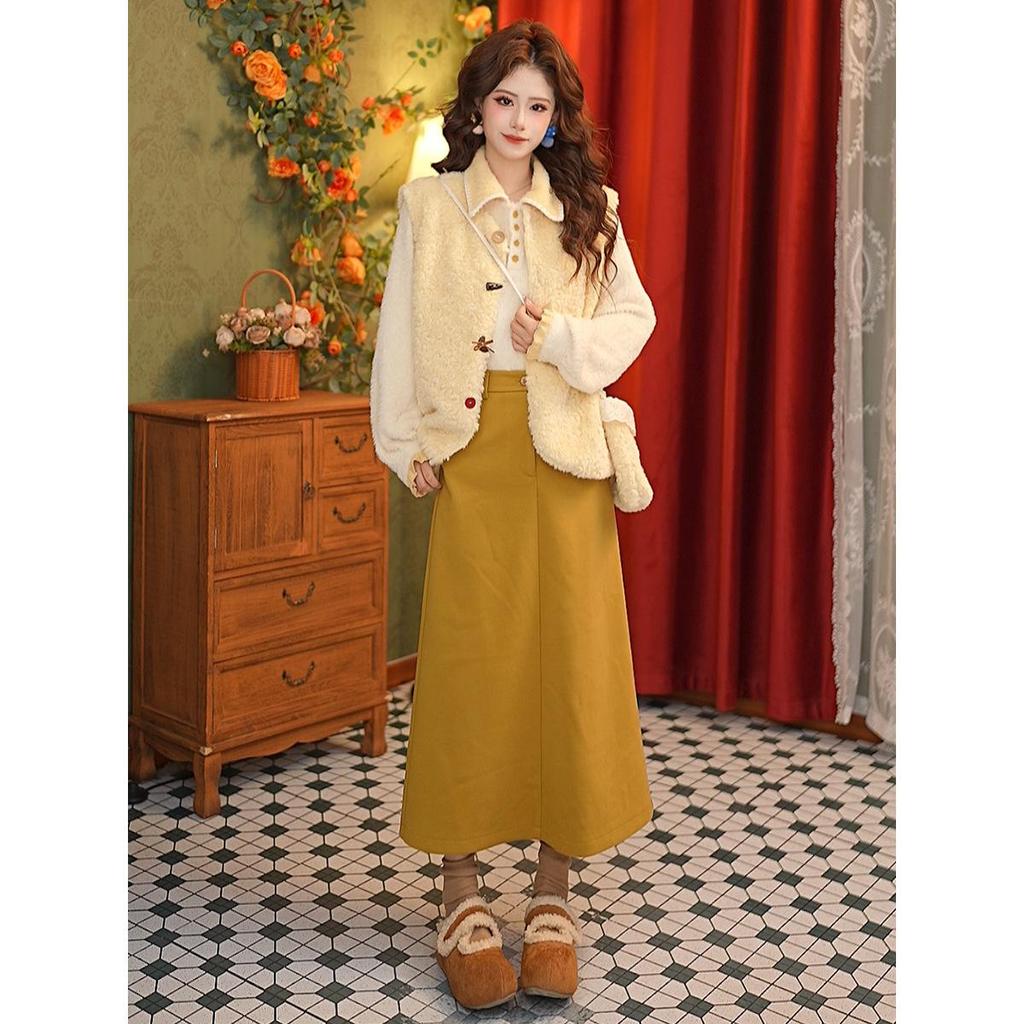 Zhang Jiayuan Retro A-line Suit Skirt for Women, Mid-length Versatile Style #S15069