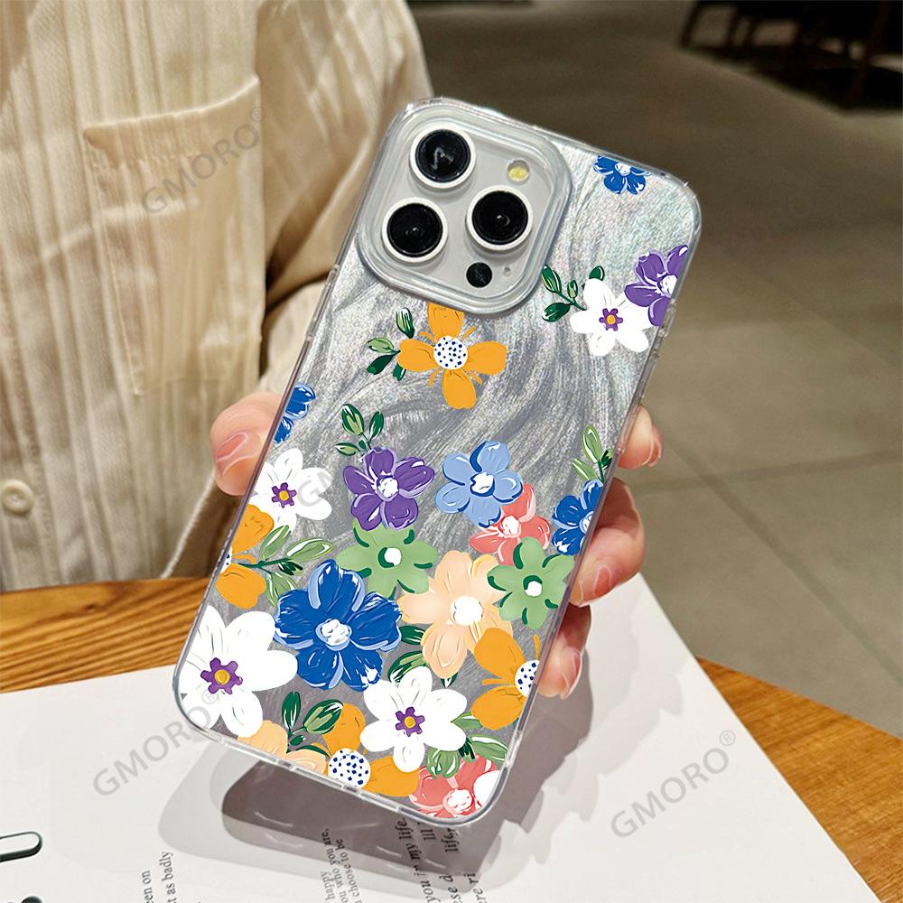 Oil Painting Style Simple Flower 15pro Hot-selling Apple 17promax Protective Case iPhone13 Mobile Phone Case