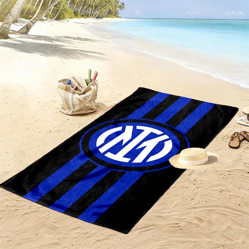 Inter Mailand 2D Flachdruck Strandtuch, Großes Weiches Schnelltrocknendes Handtuch für Strand Camping Schwimmen