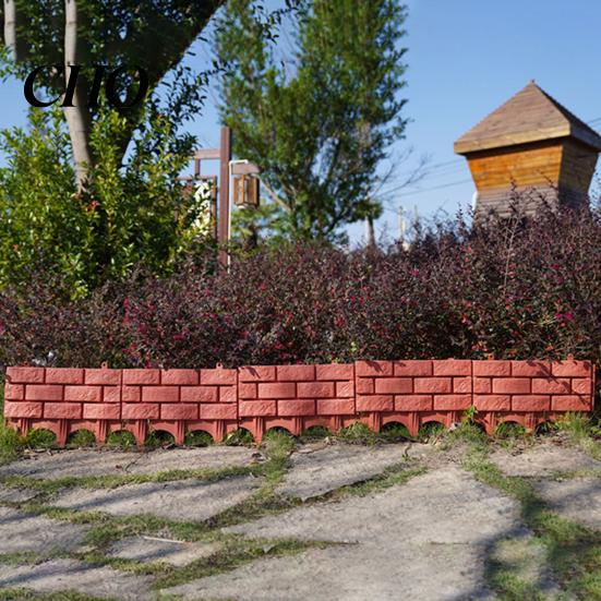 Faux Brick Garden Fence Plastic Retaining Look Edging Border Outdoor Landscape Weather Resistant Decorative Picket Panel for Flower Beds Paths